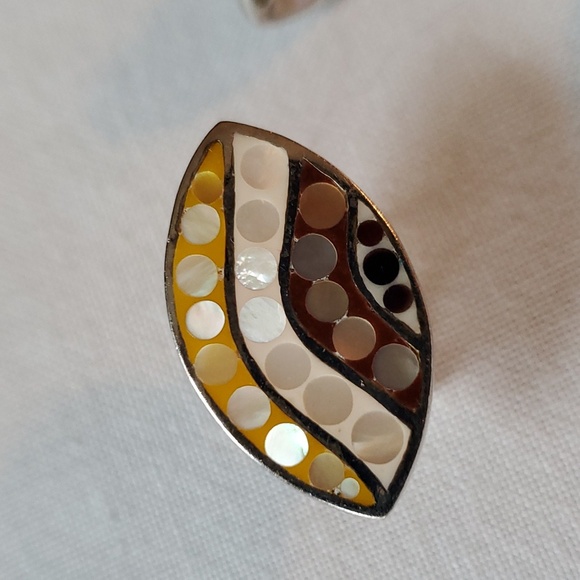 Sterling silver pendant and earrings set inlaid with mother of pearls - Picture 15 of 16